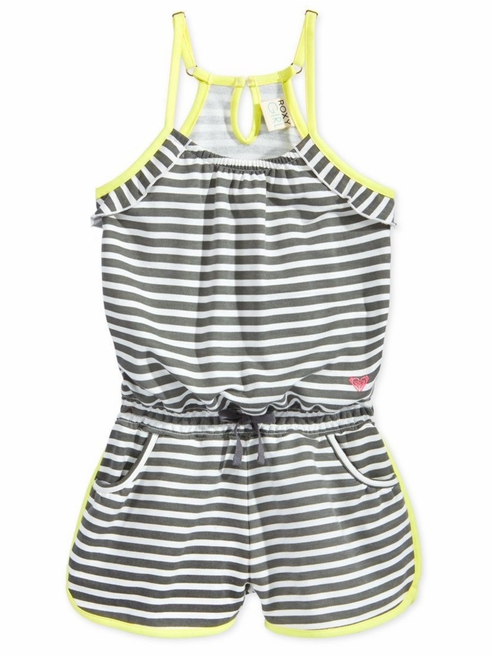 Roxy Girls Gray Striped Romper - Size 6X - Cute & Comfy!
